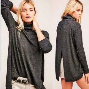 Free People Charcoal Gray Turtleneck Top